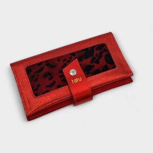 ENY női pénztárca - metálpiros/leopárd