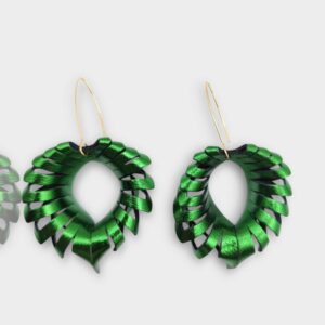 Physalis bőr fülbevaló - metálzöld