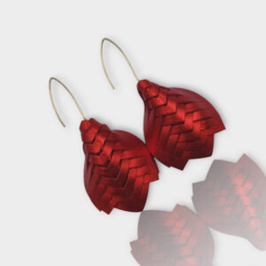 TATU bőr fülbevaló - metál piros