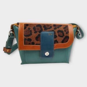 DAVIDA oldaltáska zöld-leopárd