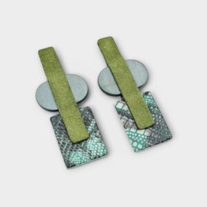 BauHaus bőr fülbevaló / zöld hüllőmintás