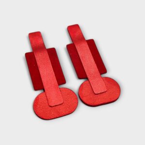 BauHaus bőr fülbevaló metálpiros