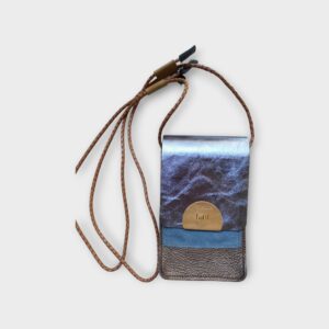 telefontartó táska - metál kék