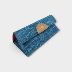 Szemüvegtok - petrolkék krokodil